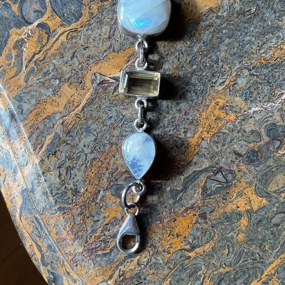 Sterling Silver 925 Smoke Topaz/Moon Stone/Citrine beautiful bracelet - Picture 11 of 11